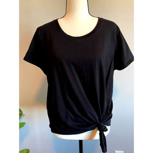 Madewell Knot Front Short Sleeve T-Shirt Size L Black